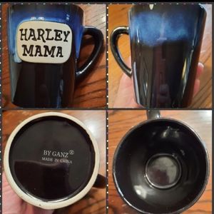 Harley Mama ceramic pottery Mug black/blue motorcycle biker chic